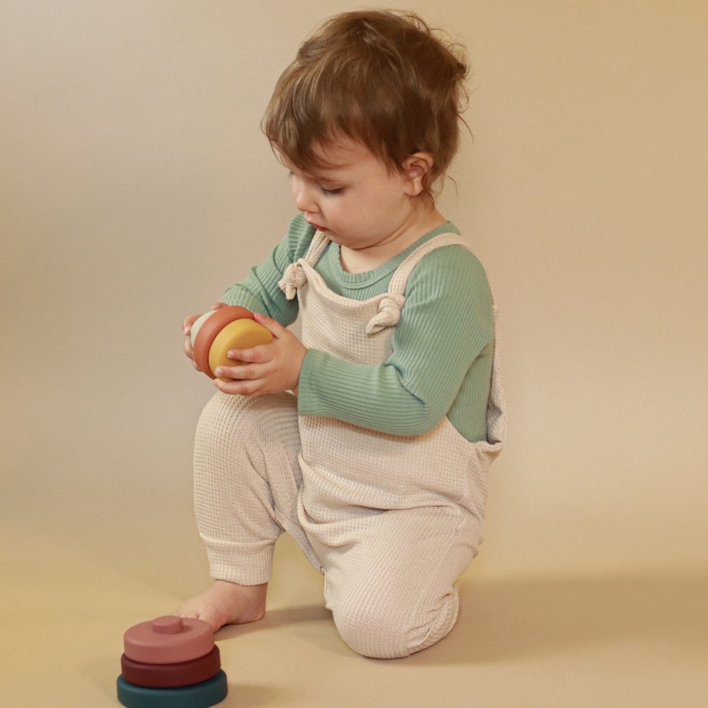 Waffle Knit Knot Overall Cream Gender Neutral - Picture 7 of 8